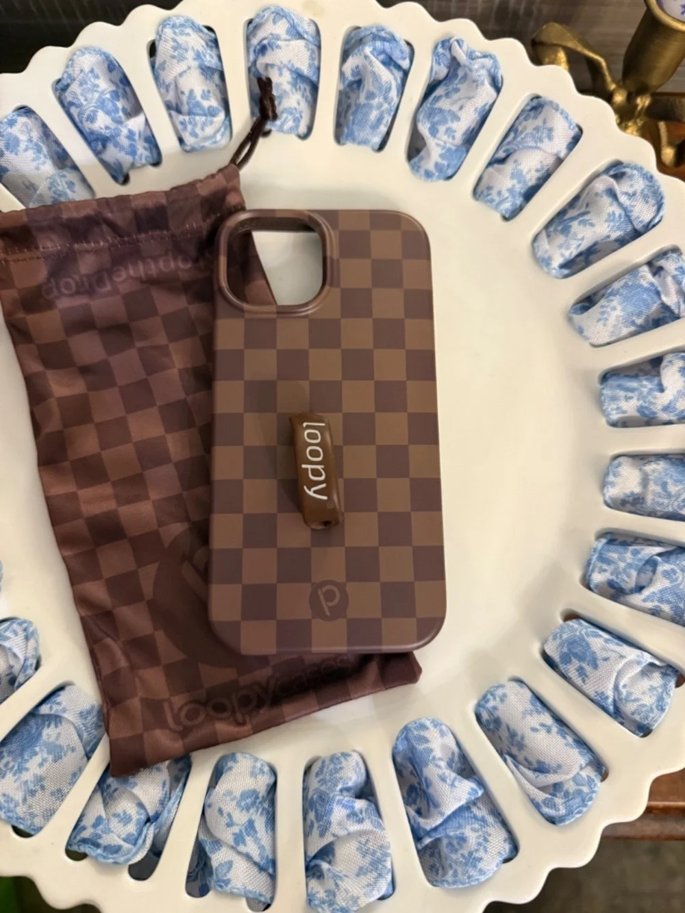 Loopy iPhone 14 Cocoa Checkered Case